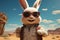 Cartoon bunny shades up in a desert adventure