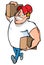Cartoon of burly delivery man