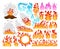 Cartoon burning flames, fireballs and bonfire, wildfire elements. Burn red flames, fire flame spurts vector symbols illustrations