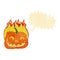 cartoon burning pumpkin with speech bubble