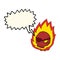 cartoon burning skull with speech bubble