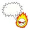 cartoon burning skull with speech bubble