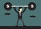 Cartoon Business Lifts Barbell with Dollar Sign