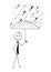 Cartoon of Business Man Holding Umbrella