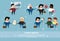 Cartoon Business People Mix Race Human Resource Communication Meeting Set