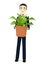 Cartoon businessman with asplenium