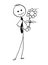 Cartoon of Businessman with Blooming Plant in Hand