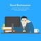 Cartoon Businessman Bored Tired at Work Character Ad. Vector