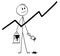 Cartoon of Businessman With Brush and Paint Can Painting Growing Chart or Graph