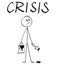 Cartoon of Businessman With Brush and Paint Can Painting the Word Crisis