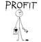 Cartoon of Businessman With Brush and Paint Can Painting the Word Profit