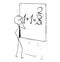 Cartoon of Businessman Calculating Mistake on Wall Board