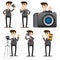 Cartoon businessman with camera dslr