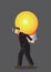 Cartoon Businessman Carries A Big Light Bulb Vector Illustration