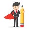 Cartoon businessman characters standing by holding large pencils flat design vector illustration