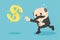 cartoon businessman chasing symbolmoney style. Vector illustration.