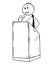 Cartoon of Businessman Conference Speaker or Orator on Podium Behind Lectern