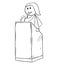 Cartoon of Businessman Conference Woman Speaker or Orator on Podium Behind Lectern