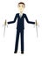 Cartoon businessman with daggers