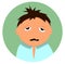 Cartoon businessman drinking tea due to drowsiness. Young man in pajamas. Icon for web design. Modern vector hand drawn