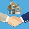 Cartoon, Businessman handshake Deal purchase home