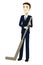 Cartoon businessman with hockeystick