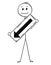 Cartoon of Businessman Holding Arrow Sign Pointing Left and Down