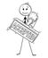 Cartoon of Businessman Holding Big Hand Rubber Accepted Stamp