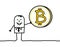 Cartoon Businessman Holding a Bitcoin Sign