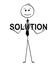 Cartoon of Businessman Holding problem Solution Text