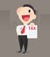 Cartoon businessman holding tax form