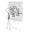 Cartoon of Businessman Looking at Maze on Wall Board