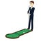 Cartoon businessman with minigolf