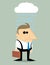 Cartoon businessman in rain under a cloud