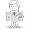 Cartoon businessman reading newspaper