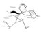 Cartoon of Businessman Running with Piece of Paper or Document