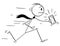 Cartoon of Businessman Running with Ringing Mobile Phone or Cellphone