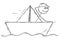 Cartoon of Businessman Sailing Paper Ship or Boat