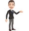 Cartoon businessman showing hand gesture sideways away