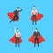 Cartoon Businessman Superhero Characters Icon Set. Vector