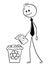 Cartoon of Businessman Throwing Paper in Recycle Trash Bin