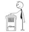 Cartoon of Businessman Using Paper Shredder