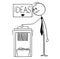 Cartoon of Businessman Using Paper Shredder With Ideas Sign Above