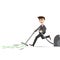 Cartoon businessman with vacuum cleaner