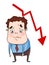 Cartoon businessman very sad and cry and falling graph of success white background	cartoon illustration