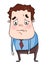 Cartoon businessman very sad and cry and falling graph of success white background	cartoon illustration