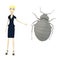 Cartoon businesswoman with bedbug