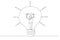 Cartoon of businesswoman go inside light bulb to fix or invent new idea metaphor of entrepreneurship. One line style art