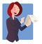 Cartoon businesswoman holding documents vector illustartion