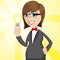 Cartoon businesswoman with shiny idea bulb